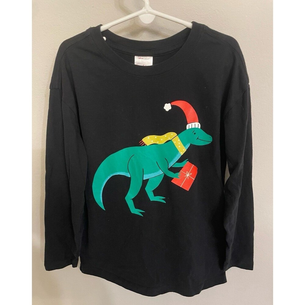 Hanna Andersson HA Christmas Dinosaur Boy Girl Shirt, 120 cm, Size Youth 6-7